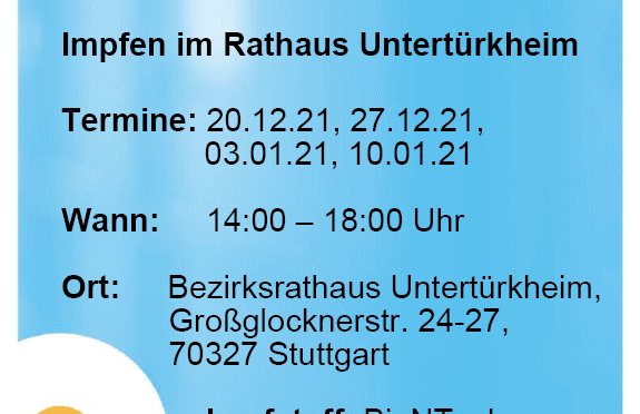 bis 10.1.2022 – Montags: Impfambulanz im Bezirksamt Untertürkheim