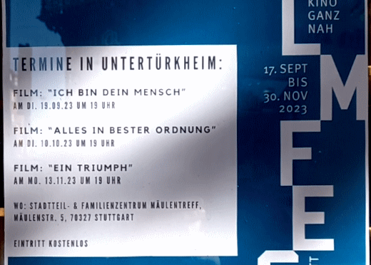 Stuttgarter Filmfest im Mäulentreff: Di 19.9.2023 „Ich bin dein Mensch”