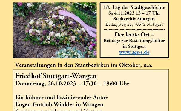 26.10.2023 Eugen Gottlob Winkler in Wangen – Spaziergang mit Lesung und Vortrag