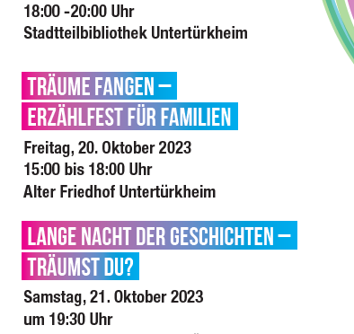 Erzählkunstfestival Untertürkheim unter uns 20.– 22. OKTOBER 2023