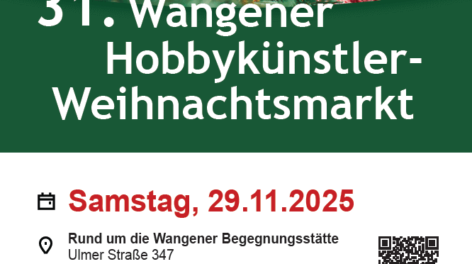 Wangener Hobbykünstler Weihnachtsmarkt am 29.11.2025