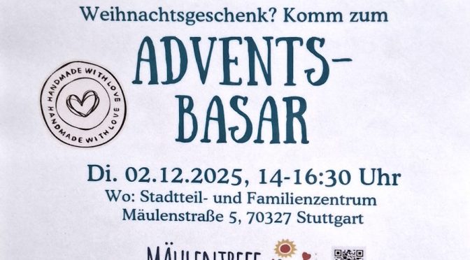 ADVENTS-BASAR im MÄULENTREFF Di. 02.12.2025, 14-16:30 Uhr