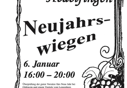 Neujahrswiegen Hedelfingen 6.1.2026 – 16 Uhr